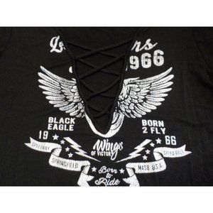 Womens Size 20 x 26 Pink Berry Wings of Victory Born to Ride Shirt Black